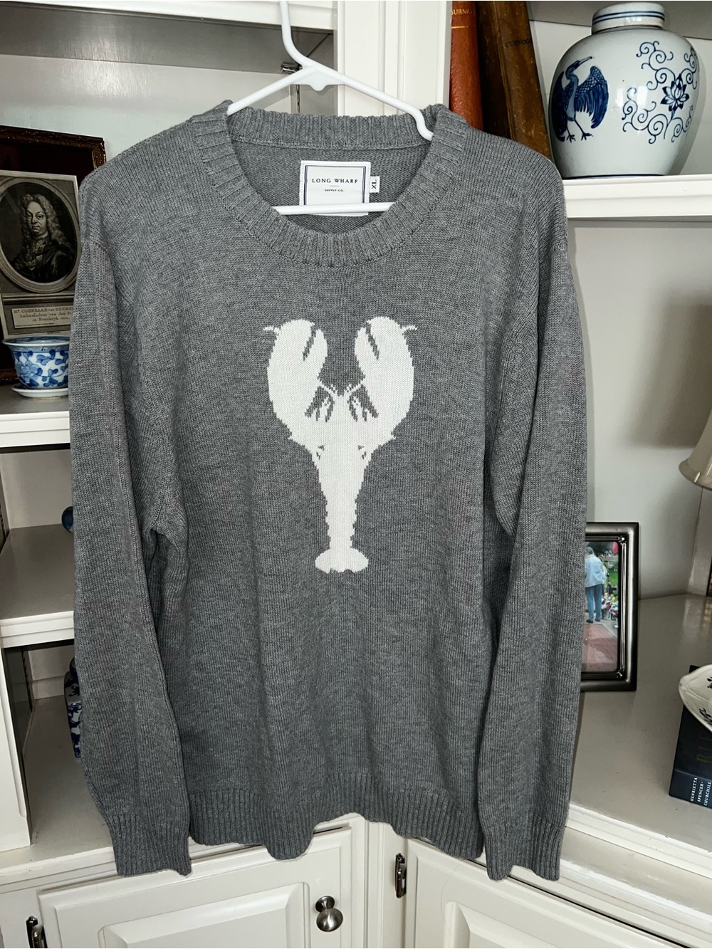 Long Wharf Supply Co. Grey Lobster 🦞 Crewneck Fisherman’s  Sweater